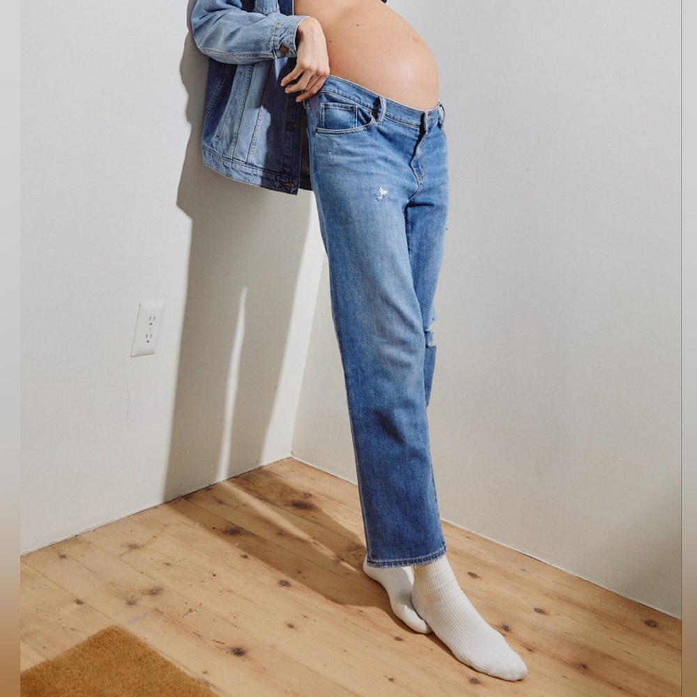 Hatch the distressed Boyfriend Maternity Jean, 32